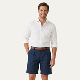 Herren Shorts mit Falten und Gürtel in Marineblau