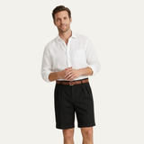 Herren Shorts mit Falten und Gürtel in Schwarz