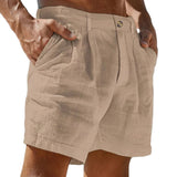 Herren Shorts mit Faltenbund und Knopfverschluss in Khaki