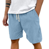 Herren Shorts mit Kordelzug und aufgenähtem Etikett in Hellblau