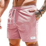 Herren Shorts mit Kordelzug und aufgenähtem Etikett in Rosa