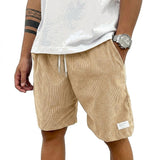 Herren Shorts mit Kordelzug und aufgenähtem Etikett in Beige