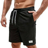 Herren Shorts mit Kordelzug und aufgenähtem Etikett in Schwarz