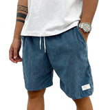 Herren Shorts mit Kordelzug und aufgenähtem Etikett in Blau