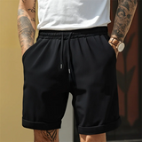 Herren Shorts mit Kordelzug und Umschlagsaum in Schwarz