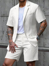 Herren Sommer Zweiteiler Set im Smart Casual Stil in Weiß