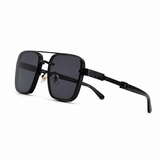 Herren Sonnenbrille mit eckigen Gläsern und Doppelsteg in Schwarz