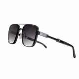 Herren Sonnenbrille mit eckigen Gläsern und Doppelsteg in Grau