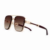 Herren Sonnenbrille mit eckigen Gläsern und Doppelsteg in Braun