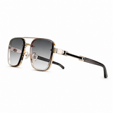 Herren Sonnenbrille mit eckigen Gläsern und Doppelsteg in Gold