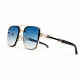 Herren Sonnenbrille mit eckigen Gläsern und Doppelsteg in Himmelblau