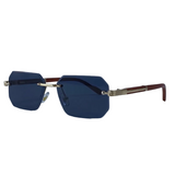 Herren Sonnenbrille mit geometrischen Gläsern und Metallsteg in Goldgrau