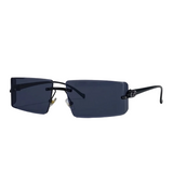 Herren Sonnenbrille mit rechteckigen Gläsern und dekorativem Bügeldetail in Schwarz Grau