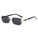 Herren Sonnenbrille mit rechteckigen Gläsern und Metallsteg in Schwarz