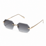 Herren Sonnenbrille ohne Rahmen mit achteckigen Gläsern und Metallbügeln in Goldverlauf Grau