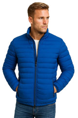 Herren Steppjacke mit Stehkragen und Reißverschluss in Blau