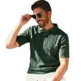 Herren Strick-Poloshirt mit Knopfleiste in Armeegrün