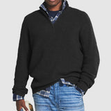 Thomas | Herren Strickpullover Grobstrick Viertelreißverschluss Pullover in Schwarz