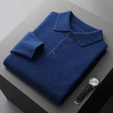 Felix | Herren Strickpullover Kaschmir Polo Business Pullover Langarm in Dunkelblau