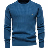 Simon | Herren Strukturierter Rundhals-Winterpullover mit langen Ärmeln in Blau