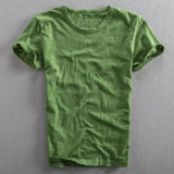 Herren T-Shirt mit Rundhalsausschnitt und Slub-Struktur in Armeegrün