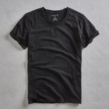Herren T-Shirt mit Rundhalsausschnitt und Slub-Struktur in Schwarz