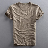 Herren T-Shirt mit Rundhalsausschnitt und Slub-Struktur in Khaki