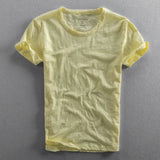 Herren T-Shirt mit Rundhalsausschnitt und Slub-Struktur in Gelb