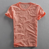Herren T-Shirt mit Rundhalsausschnitt und Slub-Struktur in Rosa