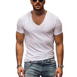 Herren-T-Shirt mit V-Ausschnitt und kurzen Ärmeln in Weiß