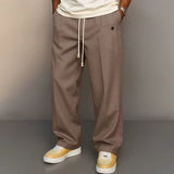 Leon | Herren Weite Komfort-Hose Kordelzug Moderne Freizeithose in Hellbraun