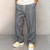 Leon | Herren Weite Komfort-Hose Kordelzug Moderne Freizeithose in Grau