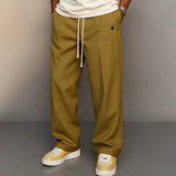 Leon | Herren Weite Komfort-Hose Kordelzug Moderne Freizeithose in Khaki