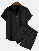 Herren Zweiteiliges Set Kurzarmhemd und kurze Hose in Schwarz