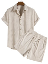 Herren Zweiteiliges Set Kurzarmhemd und kurze Hose in Beige