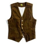 Sheene | Vintage Kord Revers Jacke in Braun (Ärmellos)