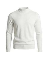 Herrenpullover mit langen Ärmeln, Stehkragen und gerader Form in Weiß