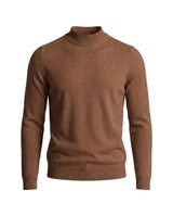 Herrenpullover mit langen Ärmeln, Stehkragen und gerader Form in Braun