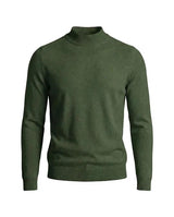 Herrenpullover mit langen Ärmeln, Stehkragen und gerader Form in Grün
