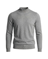 Herrenpullover mit langen Ärmeln, Stehkragen und gerader Form in Grau
