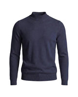 Herrenpullover mit langen Ärmeln, Stehkragen und gerader Form in Dunkelblau