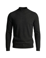 Herrenpullover mit langen Ärmeln, Stehkragen und gerader Form in Schwarz