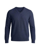 Herrenpullover mit langen Ärmeln, V-Ausschnitt und gerader Form in Blau
