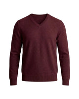 Herrenpullover mit langen Ärmeln, V-Ausschnitt und gerader Form in Burgund