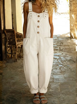 Elinrae - Weit geschnittener Jumpsuit mit Soft-Touch in Weiß