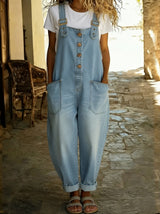 Elinrae - Weit geschnittener Jumpsuit mit Soft-Touch in Hellblau