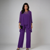 Bronte - Dreiteiliger Soft-Touch-Hosenanzug in Lila