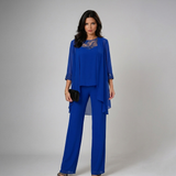 Bronte - Dreiteiliger Soft-Touch-Hosenanzug in Blau
