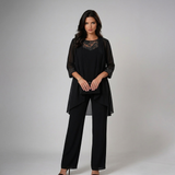 Bronte - Dreiteiliger Soft-Touch-Hosenanzug in Schwarz