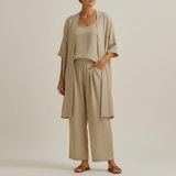 Risteena – Minimalistisches Dreiteiliges Set Aus Leinen Und Baumwolle in Khaki